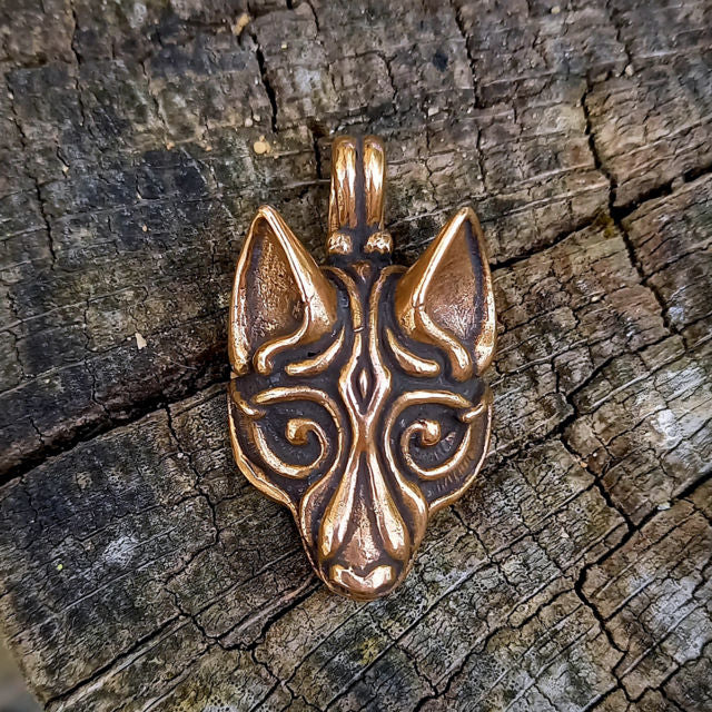 bronze celtic wolf pendant 